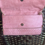 Mauve/Gold, Faux Leather Crossbody