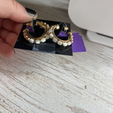 Gold/White,Med,Earrings