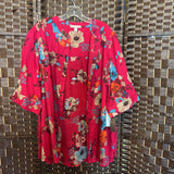 Woman Within,Pink+,Large,Floral Button Top