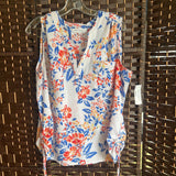 Emily Daniels,Wht Blu Orng ,XL,Flrl Slvless