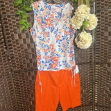 Emily Daniels,Wht Blu Orng ,XL,Flrl Slvless