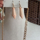 W Earings,Peach, 3 pc,Beads