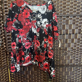 Bon Worth,Blk Red,L,Flrl Circle Neck