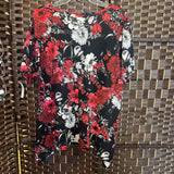Bon Worth,Blk Red,L,Flrl Circle Neck