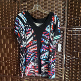 Christopher & Banks,Blk Multy ,XL,V Ruffle