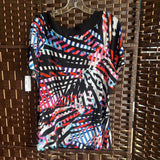 Christopher & Banks,Blk Multy ,XL,V Ruffle