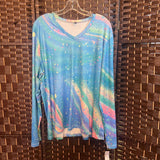 Swirl,Pnk Blu,2XL,V Neck