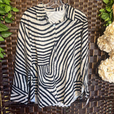 Bl/Taupe,Medium,Animal Print Top