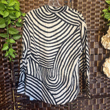 Bl/Taupe,Medium,Animal Print Top