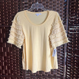 Chicos,Yellow,1,Textured Short Sleeve Top