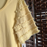 Chicos,Yellow,1,Textured Short Sleeve Top