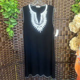MAX STUDIO,Bl/Cr,Medium,Sleeveless Embroidered Dress