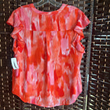 Calvin Klein,Orange,Medium,Chiffon Cap Sleeve