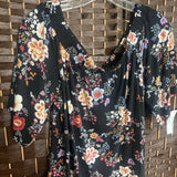Pink Rose,Blk ,XL,Off Shldr Flrl