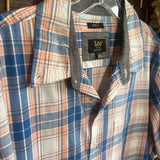 Lee Stretch,Blue+,Large,Plaid Button Shirt