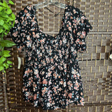 MAURICES,Black+,2X,Floral Blouse