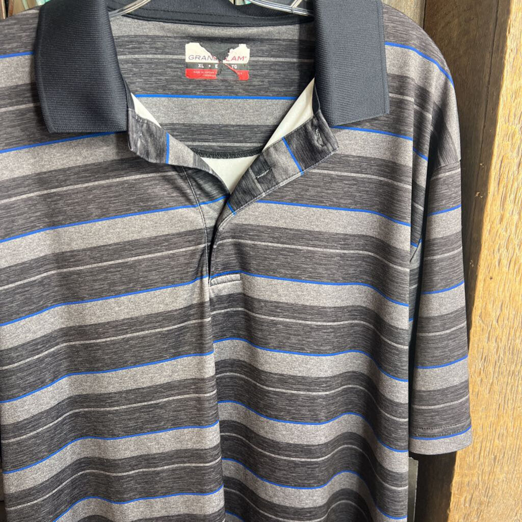 Grand Slam,Gray+,XL,Striped Polo Shirt