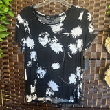 Vera Wang,Bl/Wh,Large,Floral Tee