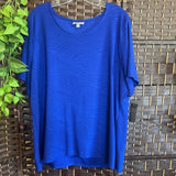 jm collection,Blue,3X,Short Sleeve Top