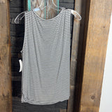 Tahari,Grey Wht, L,Striped Tank