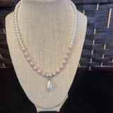Pearl Beads,WhtPnk, Necklace w/Pendant