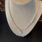 Pearl Beads,WhtPnk, Necklace w/Pendant