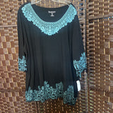 Romans,Black/Blue,2X,Lace Blouse