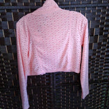 Peach,XL,Embroidered Crop Jacket