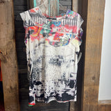 Clothes Head,Wht Blk ,M,Ruffle Grafitti
