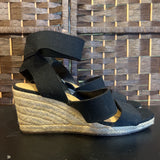 LUCKY BRAND,Black/Tan,8,Wedge Sandals
