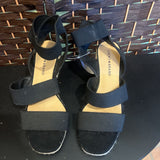 LUCKY BRAND,Black/Tan,8,Wedge Sandals