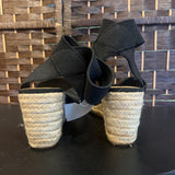 LUCKY BRAND,Black/Tan,8,Wedge Sandals