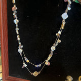 2 Strand Stones,Prple,3 pc,W Earings