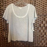 Ultra Flirt,Gray,2X,Short Sleeve Top