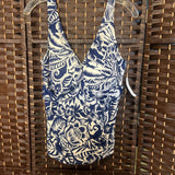 Chaps,Blu Wht ,16,Flrl Tank Top