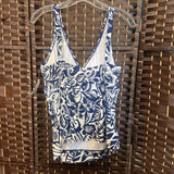 Chaps,Blu Wht ,16,Flrl Tank Top