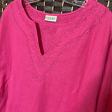 Canda,Pink,3X,Embroidered Top