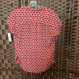 Loft,Red/Wh,XS,Short Sleeve Top