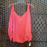Yoins,Coral,Medium,Cold Shoulder Top