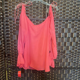 Yoins,Coral,Medium,Cold Shoulder Top