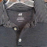 H & M,Bl/Wh,Medium,Striped Polo