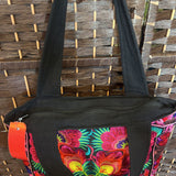 Multi,Medium,Floral Embroidered Tote Bag