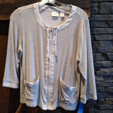 Chicos,Grey,1,Zipper 3/4 Sleeve