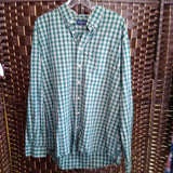 LANDS END,Green Check,XLT, Longsleeve Cotton