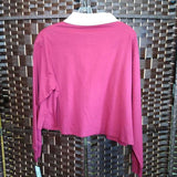 MIGHTY FINE,Red/White collar,Small,Crop Longsleeve