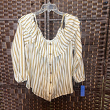 MAURICES,Wht Gld Blk ,L,Stripe Ruffle