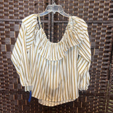 MAURICES,Wht Gld Blk ,L,Stripe Ruffle