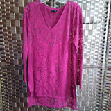 Nicole Miller,Burgundy,Large,Burnout Top