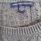 American Eagle,Grey ,XS,Cable Sweater