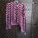 J Crew,Wine Wht ,M,Stripe Cardi